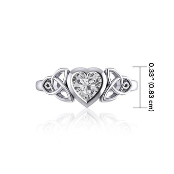 Celtic Trinity Knot with Heart Gemstone Silver Ring TRI1837 - Jewelry